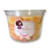 Pot de quartier d'orange et citron qui sont des bonbons en sucres cuit orange et jaune au goût et à la forme d'orange et citron