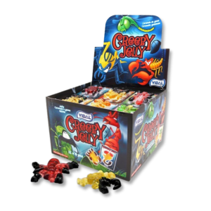 Carton présentoir de creepy jelly qui sont des bonbon gélifiés en forme d'insecte