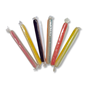 Sucre d'orge fluo individuels de couleur jaune, rouge, marron et orange