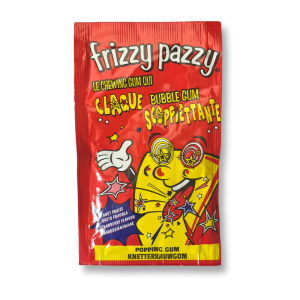 Frizzy Pazzy rouge qui est une poudre qui claque sous la bouche à la fraise