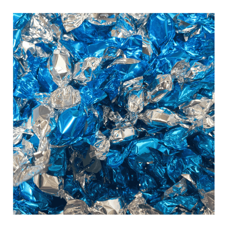 Vrac de mini bonbon d'accueil menthe bleu et argenté