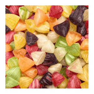 Vrac de berlingots provençaux blanc, violet, rouge, vert, jaune et orange