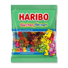 Sachet Haribo vert, avec des couples d'oursons. C'est des bonbons oursons qui se tiennent la main.