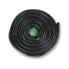 Rouleau noir de réglisse 40g avec une bille de chewing gum de couleur au milieu