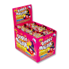 Gros conditionnement carton de boules magiques fruits rouge avec un emballage rose et des billes bubble gum rouge