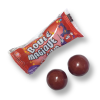 boules magiques cola avec un sachet de couleur marron, et les billes de bubble gum au cola marrons