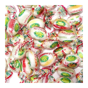 Vrac de bonbon Arlequins qui sont des bonbons blanc et multicolores