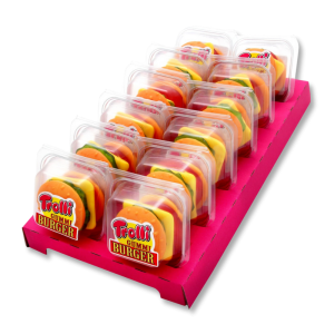 Gros conditionnement de trolli burger de 50g qui sont des bonbons gélifiés en forme de burger