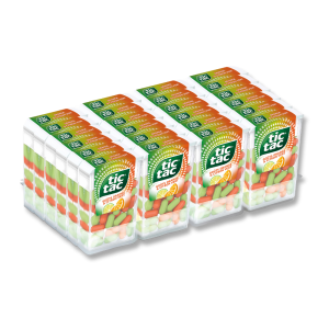 Gros conditionnement de tic tac citron vert et orange qui sont des petits dragués à l'orange et au citron vert
