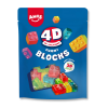 Sachet bleu de blocks amos 4D qui sont des bonbon de toutes les couleurs en forme de blocks