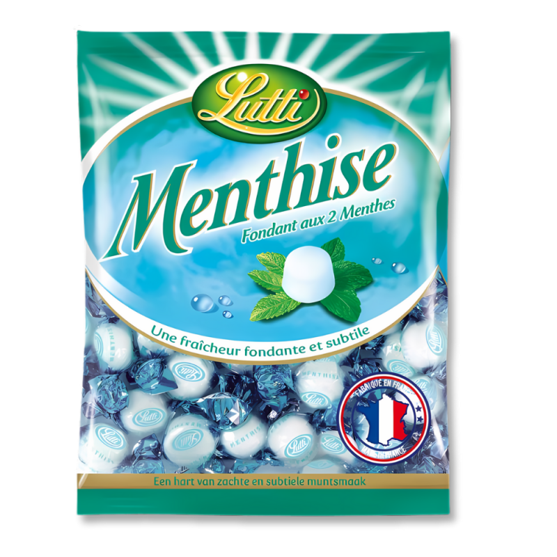 Sachet menthise lutti qui sont des bonbon à la menthe de la marque lutti