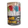 Boite de sucettes en forme de tête de mort de toutes les couleurs