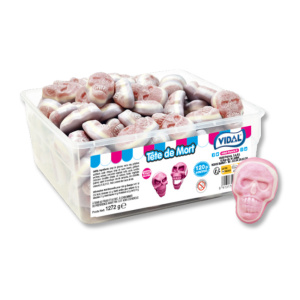 Boite Tubo tête de mort Vidal qui sont des bonbons en forme de tête de mort