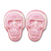 individuel de bonbon en forme de tête de mort de chez vidal de couleur rose