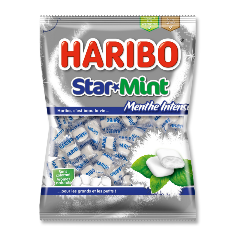 Sachet star mint de chez haribo qui sont des bonbon à la menthe intense de chez haribo