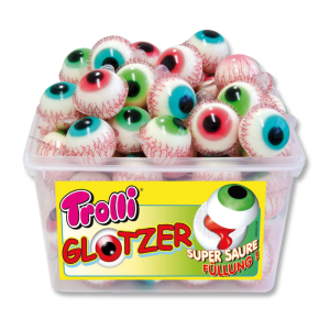 Boite tubo d'oeil trolli qui sont des bonbons gélatineux en forme d'oeil