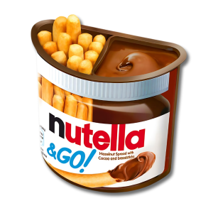 Boite de nutella & go avec de la pâte à tartiner nutella et des batonnets