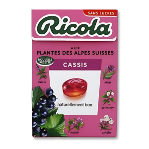 Boite de ricola cassis couleur magenta