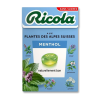 Boite cartonnée bleu de ricola menthol qui sont des pastilles à sucer de suisse aux plantes