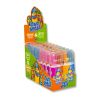 Présentoir cartons de duo sprays qui sont des bonbons framboise fraise ou cerise cola