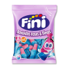 Sachet violet de bouteilles roses et bleus de chez fini qui sont des bonbons acidulés
