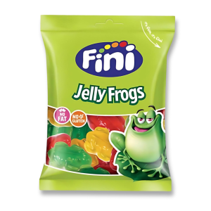 Sachet vert de jelly frogs de chez fini qui sont des bonbons en forme de grenouille gélifiés