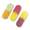 Langues surffizz fruits de chez lutti de couleurs vert et orange, rouge et jaune, ou jaune et violet