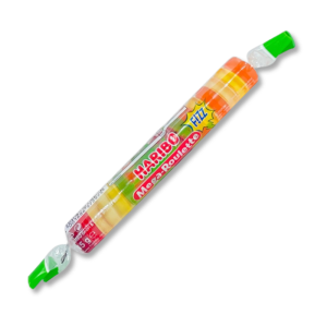 Haribo mega roulette fizz qui sont des bonbons de différentes couleurs fruités et acidulés