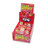 Boite carton présentoir de roller fraise de chez fini qui sont des rouleau acidulé au parfum de fraise