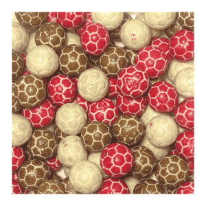 Vrac de chewing gum en forme de ballons de foot