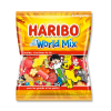 Sachet jaune de world mix de chez Haribo qui est un assortiment de bonbons Haribo