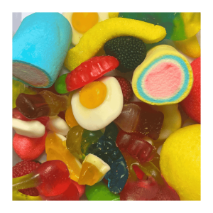 Vrac d'un mix de bonbons gélifiés et guimauves