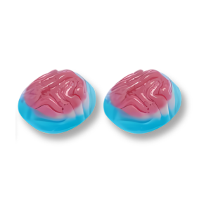 Bonbon gélifiés cerveaux de couleurs bleu et rouge