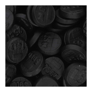 Vrac de pièces de monnaie en bonbon à la réglisse de couleurs noire