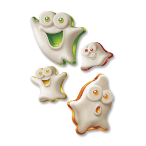 Bonbon fantômes blanc vert et orange, ou jaune