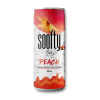 Soofty pêche qui est une boisson aromatisé pêche dans une canette transparente et orange