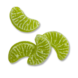 Quartier de pomme kubli en sucre cuit en forme de quartier de pomme verte
