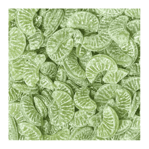 vrac de quartier de pomme de chez Kubli qui sont des bonbons au sucre de couleurs vert