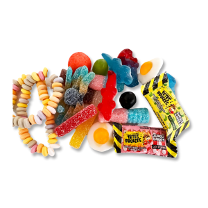 Assortiments des différents bonbons du sachet anniversaire