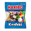 Sachet bleu de konfekt qui sont des bonbons à la réglisse et noix de coco de chez Haribo