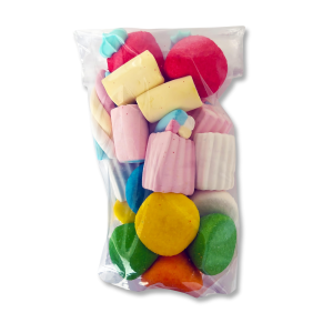 Mix guimauve qui est un sachet d'assortiments de guimauves différentes, de différentes couleurs et goûts.
