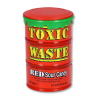 Mini bidon toxic waste rouge qui sont des bonbon ultra acide aux couleurs et goûts différents