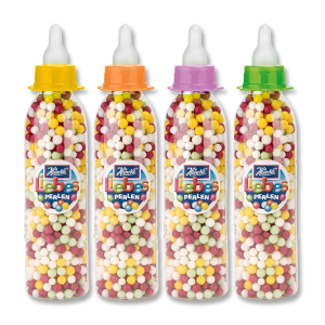 Biberon de bonbons perles en plastique transparent de plusieurs couleurs différentes