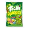 Sachet vert avec des dinosaures pour les bonbon dinorex de chez trolli