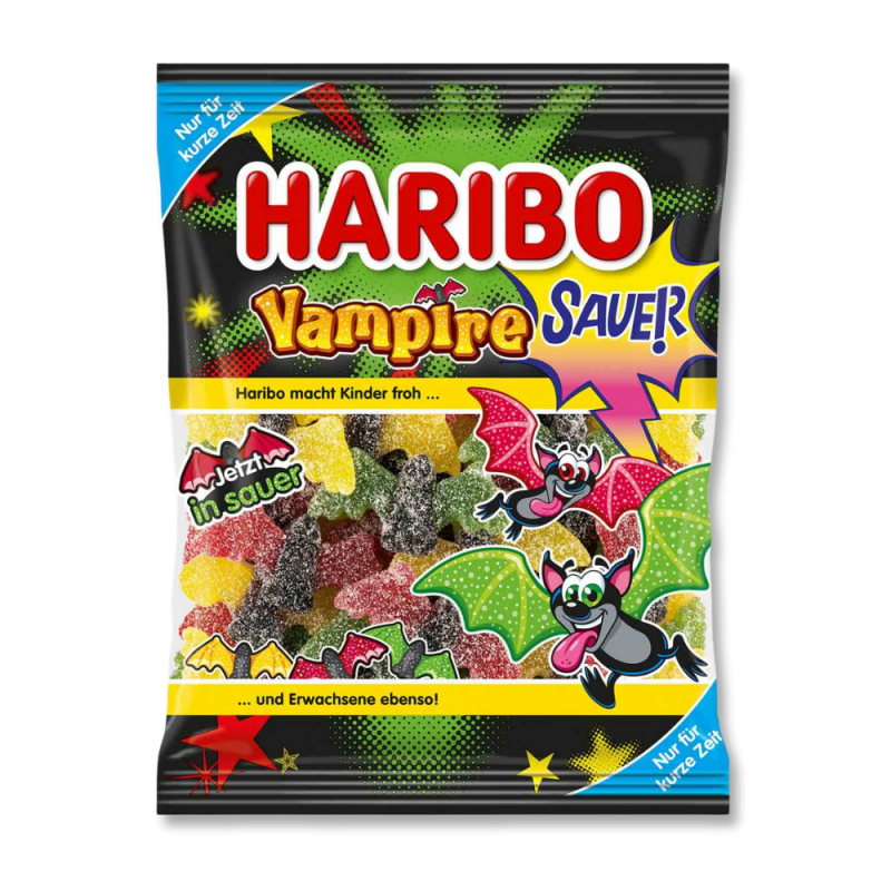 Sachet noir de chez Haribo de chauve souris acidulées