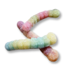 Bonbon haribo acidulés qui sont des bonbons en forme de chenilles jaunes et bleu, ou verte et rose