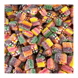 Vrac de bonbon rainbow pixel qui sont des petit cubes multicolores acidulés
