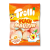 Sachet orange de trolli mallow pêche qui sont des bonbon guimauves en forme et au goût de pêche