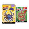 Bonbons Scary Candy de la marque Becky's, un en forme d'araignée violette et l'autre en forme de serpent rouge.