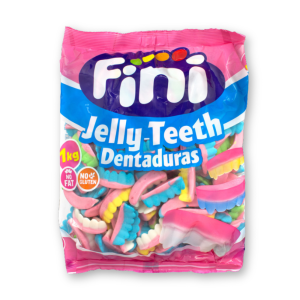 Bonbons Dentiers Fini gélifiés, colorés et fruités, au format 1kg, parfaits pour partager et s’amuser entre amis.